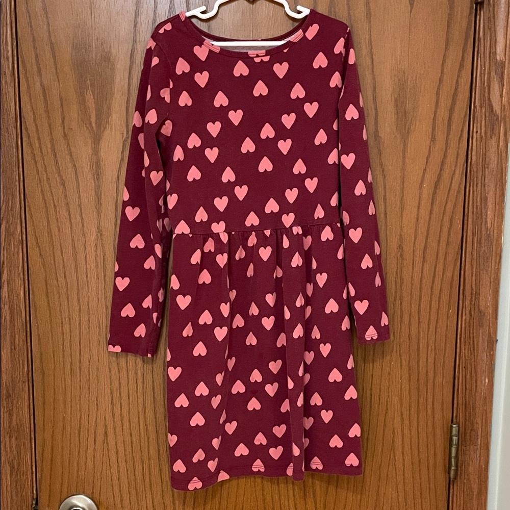Carter's UGC Girls Size 12 Burgundy and Pink Heart Dress Valentine’s Day ❤️